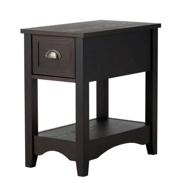 Contemporary Chairside End Table with Drawer and Open Shelf Sale