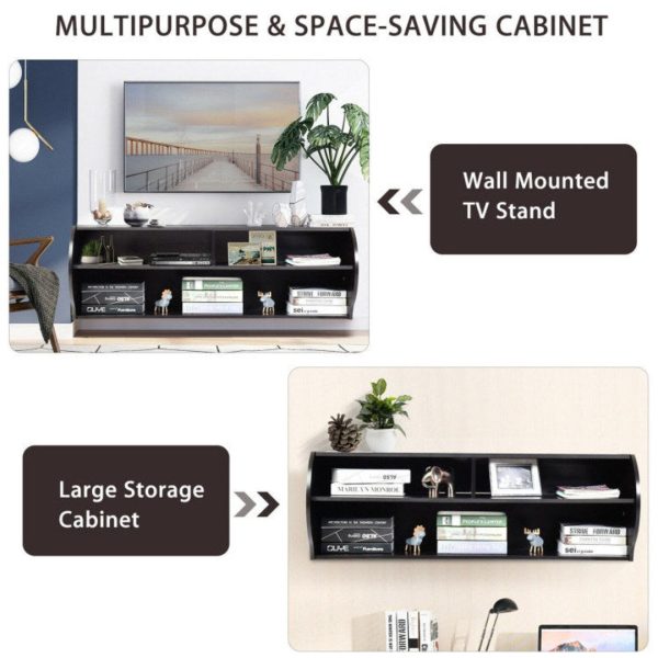 48.5 Inch 2 Tier Modern Wall Mounted Hanging Floating Shelf Online now