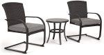 Grand patio 3 Piece Outdoor Bistro Set with Cushioned Wicker Spring Chairs and Metal Side Table Online