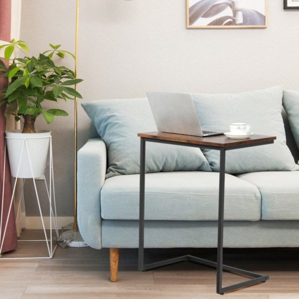 C-shaped Industrial End Table with Metal Frame For Cheap