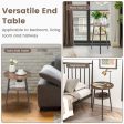 2-Tier Round End Table with Open Shelf and Triangular Metal Frame Hot on Sale