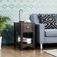 Contemporary Chairside End Table with Drawer and Open Shelf Sale