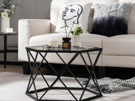 Modern Accent Geometric Glass Coffee Table Cheap