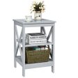 3-Tier Nightstand End Table with X Design Storage Online Hot Sale