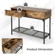 2 Drawers Industrial Console Table with Steel Frame for Small Space For Cheap