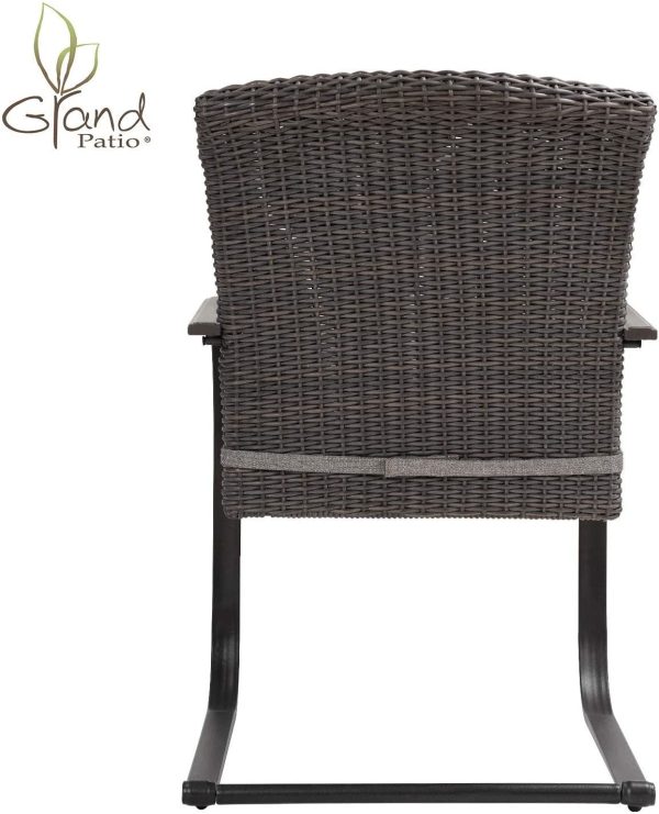 Grand patio 3 Piece Outdoor Bistro Set with Cushioned Wicker Spring Chairs and Metal Side Table Online