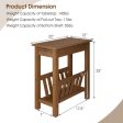 2-Tier Narrow End Table with Pull-out Tray and Solid Rubber Wood Legs For Sale