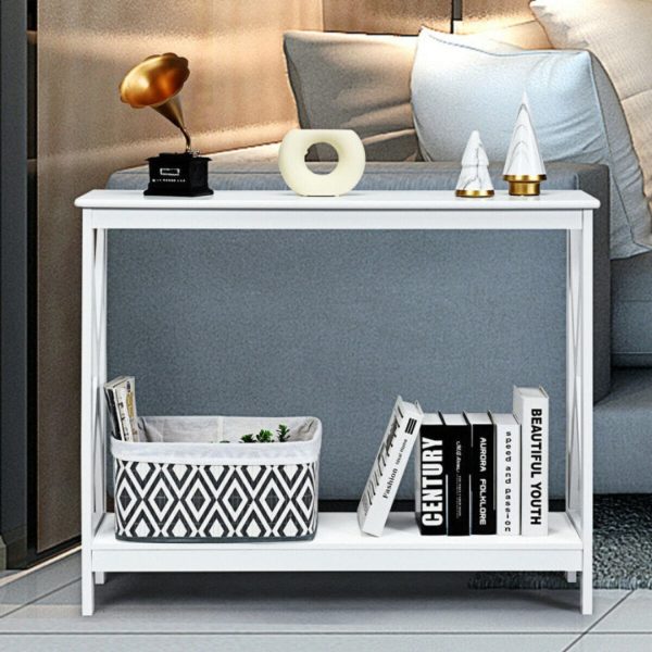 2-Tier Console X-Design Sofa Side Accent Table For Sale