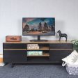 FAMIKITO TV Stand for TVs up to 60 inches, TV Cabinet with 2 Drawer, 2 Shelves,2 Cabinets for Living Room, Brown For Discount