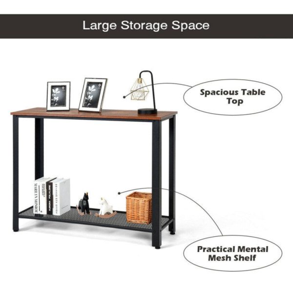 Wood Console Sofa Table with Adjustable Feet and Storage Shelf Hot on Sale