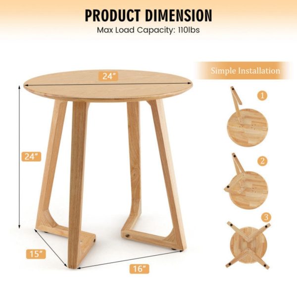 24 Inch Round End Table with Adjustable Foot Pads on Sale