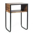 Industrial Side Table with Anti-Rust Steel Frame and Open Storage Online now