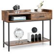 Long Console Table with Drawer and Metal Frame Discount