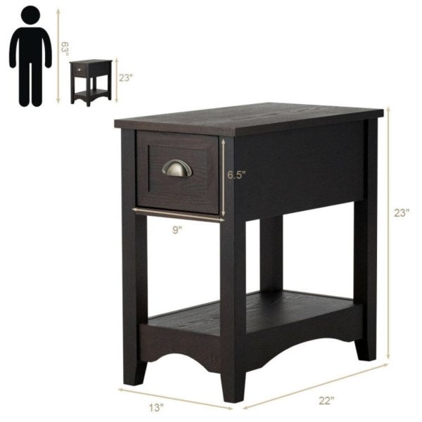 Contemporary Chairside End Table with Drawer and Open Shelf Sale