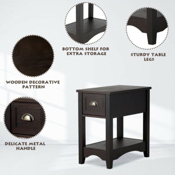 Contemporary Chairside End Table with Drawer and Open Shelf Sale