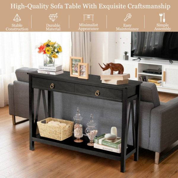 Console Table with Drawer Storage Shelf for Entryway Hallway Discount