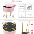 Round Velvet Storage Ottoman Footrest Stool Vanity Chair with Metal Legs Online Hot Sale