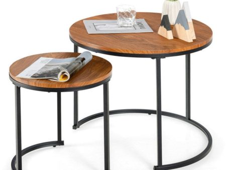 Set of 2 Modern Round Stacking Nesting Coffee Tables Online Hot Sale