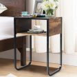 Industrial Side Table with Anti-Rust Steel Frame and Open Storage Online now