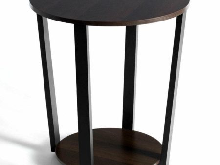 2-Tier Round End Table with Storage Shelf and Metal Frame Online