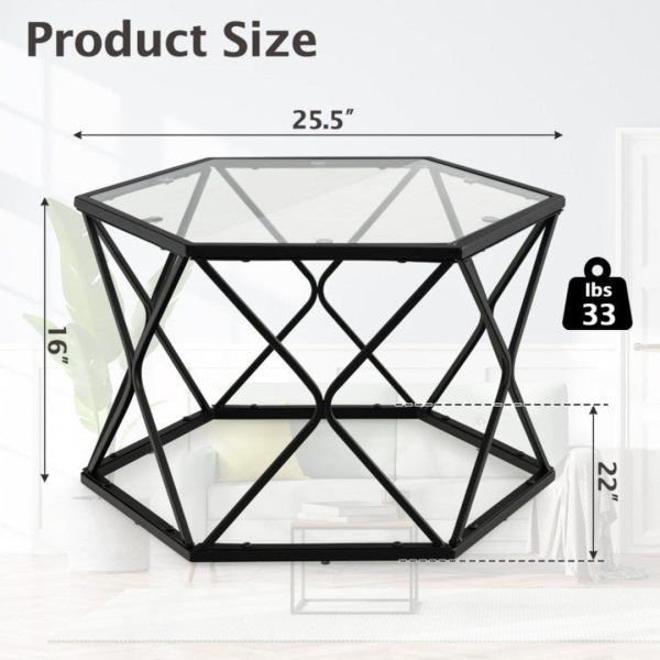 Modern Accent Geometric Glass Coffee Table Cheap