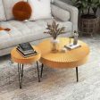 2 Set of Wooden Coffee Table with Metal Legs and Adjustable Foot Pads Discount