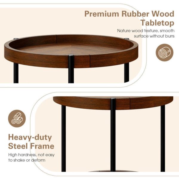 2-Tier Retro End Table with Bottom Shelf Online Hot Sale