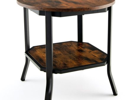 2-Tier Round End Table with Storage Shelf for Living Room Online Sale