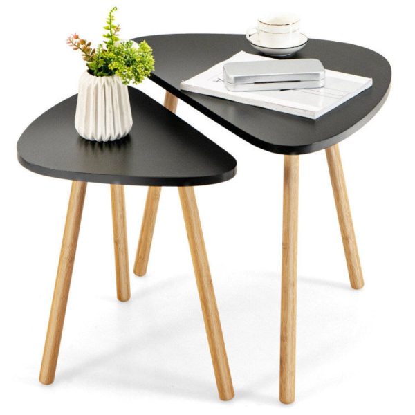 Set of 2 Modern Nesting Table Set with Triangular Tabletop Online Hot Sale