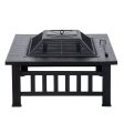 U-style Outdoor Metal Wood Burning Square Fire Pit with Spark Screen, Log Poker and Cover RT Hot on Sale