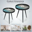 Set of 2 Stylish Nesting End Tables with Wooden Tray Top and Steel Legs Hot on Sale