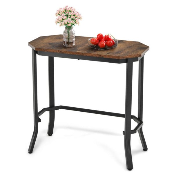 Narrow End Table with Rustic Wood Grain and Stable Steel Frame Sale