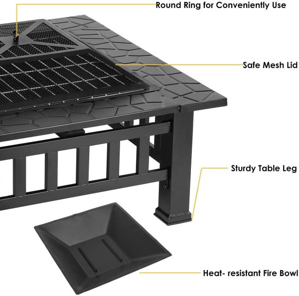 Upland 32inch Charcoal Fire Pit with Cover Online now