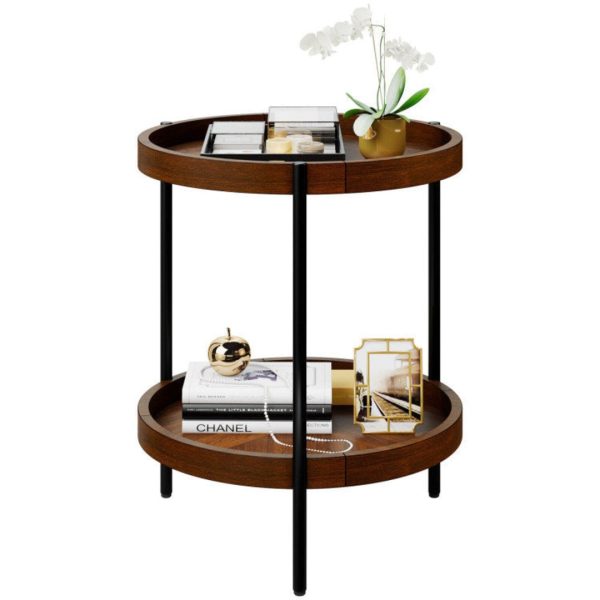 2-Tier Retro End Table with Bottom Shelf Online Hot Sale