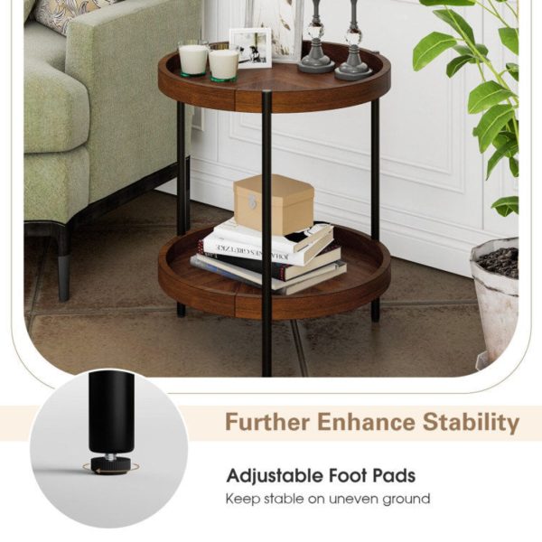 2-Tier Retro End Table with Bottom Shelf Online Hot Sale