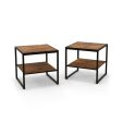 2 Pieces Industrial 2-Tier Side Table Set with Open Shelf Online now