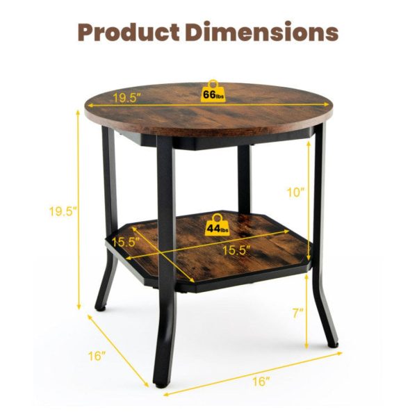 2-Tier Round End Table with Storage Shelf for Living Room Online Sale