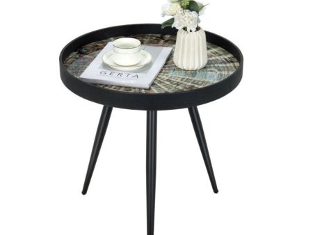 Modern Round End Table with Wooden Tray Top for Living Room Bedroom Online Hot Sale