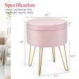 Round Velvet Storage Ottoman Footrest Stool Vanity Chair with Metal Legs Online Hot Sale