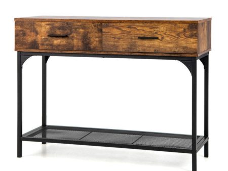 2 Drawers Console Table with Metal Frame for Living Room For Cheap