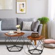 Set of 2 Modern Round Coffee Table with Pentagonal Steel Base For Sale