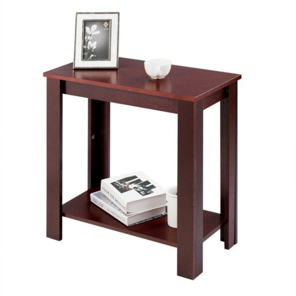 Espresso Wooden Sofa End Table Side Table For Sale