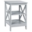 3-Tier Nightstand End Table with X Design Storage Online Hot Sale