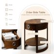 2-Tier Elliptical End Table with Drawer For Discount