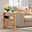 Bamboo Sofa Table End Table Bedside Table with Storage Bag For Cheap